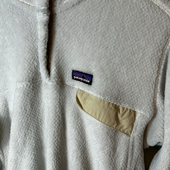 Patagonia Women's Re-Tool Ivory 1/4 Snap Plush Fleece Hoodie Size XL - Picture 6 of 14